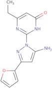 2-[5-Amino-3-(furan-2-yl)-1H-pyrazol-1-yl]-6-ethyl-3,4-dihydropyrimidin-4-one