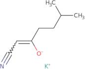 Potassium 1-cyano-5-methylhex-1-en-2-olate