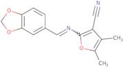 2-{[(E)-1,3-Benzodioxol-5-ylmethylidene]amino}-4,5-dimethyl-3-furonitrile