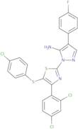 2-[5-(4-Chlorophenyl)sulfanyl-4-(2,4-dichlorophenyl)-1,3-thiazol-2-yl]-4-(4-fluorophenyl)pyrazol-3…