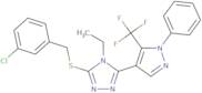 3-[(3-Chlorophenyl)methylsulfanyl]-4-ethyl-5-[1-phenyl-5-(trifluoromethyl)pyrazol-4-yl]-1,2,4-tria…