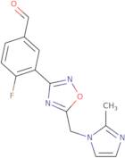 4-Fluoro-3-(5-((2-methyl-1H-imidazol-1-yl)methyl)-1,2,4-oxadiazol-3-yl)benzaldehyde