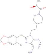 (S)-1-(4-(2-(6-Amino-8-((6-bromobenzo[d][1,3]dioxol-5-yl)thio)-9H-purin-9-yl)ethyl)piperidin-1-yl)…