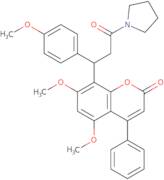 5,7-dimethoxy-8-[1-(4-methoxyphenyl)-3-oxo-3-(pyrrolidin-1-yl)propyl]-4-phenyl-2H-chromen-2-one