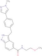 N-(2-Methoxyethyl)-3-[[4-(1-methyl-1H-pyrazol-4-yl)phenyl]methyl]-1H-indazole-5-carboxamide