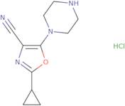 2-Cyclopropyl-5-(piperazin-1-yl)-1,3-oxazole-4-carbonitrile hydrochloride