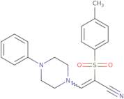 2-((4-methylphenyl)sulfonyl)-3-(4-phenylpiperazinyl)prop-2-enenitrile