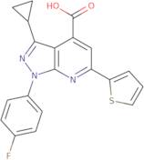 3-Cyclopropyl-1-(4-fluorophenyl)-6-(thiophen-2-yl)-1H-pyrazolo[3,4-b]pyridine-4-carboxylic acid