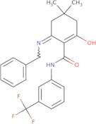 (4,4-dimethyl-2-oxo-6-(benzylamino)cyclohex-1-enyl)-N-(3-(trifluoromethyl)phenyl)formamide