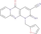 7-[(Furan-2-yl)methyl]-6-imino-2-oxo-1,7,9-triazatricyclo[8.4.0.0,3,8]tetradeca-3(8),4,9,11,13-pen…