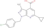 1-[(4-Chlorophenyl)methyl]-6-cyclopropyl-3-methyl-1H-pyrazolo[3,4-b]pyridine-4-carboxylic acid