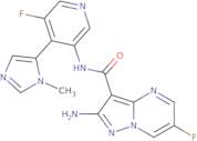 2-Amino-6-fluoro-N-[5-fluoro-4-(1-methyl-1H-imidazol-5-yl)-3-pyridinyl]pyrazolo[1,5-a]pyrimidine...