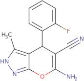 6-amino-4-(2-fluorophenyl)-3-methyl-4H-pyrano[3,2-d]pyrazole-5-carbonitrile