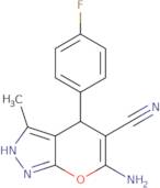 6-amino-4-(4-fluorophenyl)-3-methyl-4H-pyrano[3,2-d]pyrazole-5-carbonitrile