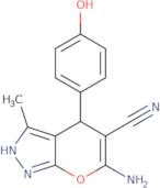 6-Amino-4-(4-hydroxyphenyl)-3-methyl-1,4-dihydropyrano[2,3-c]pyrazole-5-carbonitrile