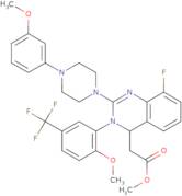 Methyl 2-(8-fluoro-3-(2-methoxy-5-(trifluoromethyl)phenyl)-2-(4-(3-methoxyphenyl)piperazin-1-yl)-3,4-dihydroquinazolin-4-yl)acetate