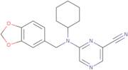 6-((Benzo[D][1,3]dioxol-5-ylmethyl)(cyclohexyl)amino)pyrazine-2-carbonitrile