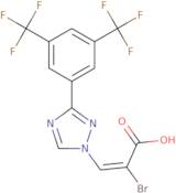 (E)-3-(3-(3,5-bis(trifluoromethyl)phenyl)-1H-1,2,4-triazol-1-yl)-2-bromoacrylic acid