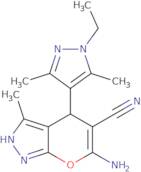 6-Amino-4-(1-ethyl-3,5-dimethyl-1H-pyrazol-4-yl)-3-methyl-1,4-dihydropyrano[2,3-c]pyrazole-5-carbonitrile