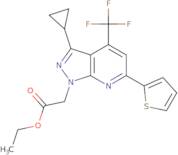 Ethyl 2-(3-cyclopropyl-6-(thiophen-2-yl)-4-(trifluoromethyl)-1H-pyrazolo[3,4-b]pyridin-1-yl)acetate