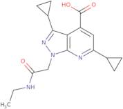 3,6-Dicyclopropyl-1-[(ethylcarbamoyl)methyl]-1H-pyrazolo[3,4-b]pyridine-4-carboxylic acid