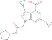 1-[(Cyclopentylcarbamoyl)methyl]-3,6-dicyclopropyl-1H-pyrazolo[3,4-b]pyridine-4-carboxylic acid