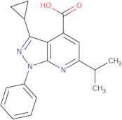 3-Cyclopropyl-1-phenyl-6-(propan-2-yl)-1H-pyrazolo[3,4-b]pyridine-4-carboxylic acid