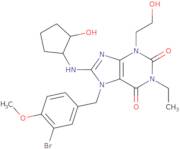 7-(3-Bromo-4-methoxybenzyl)-1-ethyl-8-(((1R,2R)-2-hydroxycyclopentyl)amino)-3-(2-hydroxyethyl)-3...