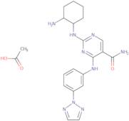 Acetic acid 2-[[(1R,2S)-2-aminocyclohexyl]amino]-4-[3-(triazol-2-yl)anilino]pyrimidine-5-carboxami…