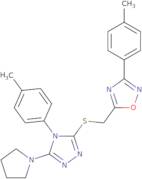 3-(4-Methylphenyl)-5-({[4-(4-methylphenyl)-5-(pyrrolidin-1-yl)-4H-1,2,4-triazol-3-yl]sulfanyl}meth…