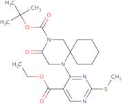 tert-Butyl 1-(5-(ethoxycarbonyl)-2-(methylthio)pyrimidin-4-yl)-3-oxo-1,4-diazaspiro[5.5]undecane-4…