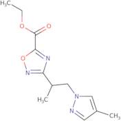 Ethyl 3-[1-methyl-2-(4-methyl-1H-pyrazol-1-yl)ethyl]-1,2,4-oxadiazole-5-carboxylate