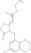 Ethyl (2Z)-2-[3-[(6-chloro-4H-1,3-benzodioxin-8-yl)methyl]-4-oxo-1,3-thiazolidin-2-ylidene]acetate