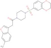1-[4-(2,3-Dihydro-1,4-benzodioxine-6-sulfonyl)piperazin-1-yl]-2-(6-methyl-1-benzofuran-3-yl)etha...