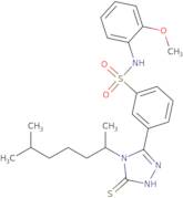 N-(2-Methoxyphenyl)-3-[4-(6-methylheptan-2-yl)-5-sulfanyl-4H-1,2,4-triazol-3-yl]benzene-1-sulfonam…