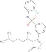 N-(2-Chlorophenyl)-3-[4-(6-methylheptan-2-yl)-5-sulfanyl-4H-1,2,4-triazol-3-yl]benzene-1-sulfonami…