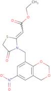 Ethyl 2-{3-[(6-nitro-2,4-dihydro-1,3-benzodioxin-8-yl)methyl]-4-oxo-1,3-thiazolidin-2-ylidene}acet…