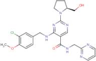4-[(3-Chloro-4-methoxybenzyl)amino]-2-[(2S)-2-(hydroxymethyl)pyrrolidin-1-yl]-N-(pyrimidin-2-ylmethyl)pyrimidine-5-carboxamide
