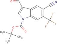 3-Formyl-6-(trifluoromethyl)-1H-indole-5-carbonitrile, N-BOC protected
