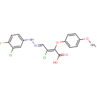 3-chloro-4-[2-(3-chloro-4-fluorophenyl)hydrazono]-2-(4-methoxyphenoxy)but-2-enoic acid