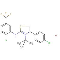 3-(tert-butyl)-4-(4-chlorophenyl)-2-[2-chloro-5-(trifluoromethyl)anilino]-1,3-thiazol-3-ium bromide