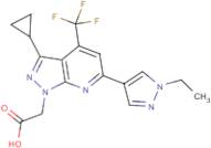 [3-Cyclopropyl-6-(1-ethyl-1H-pyrazol-4-yl)-4-(trifluoromethyl)-1H-pyrazolo[3,4-b]pyridin-1-yl]acetic