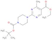 5-Pyrimidinecarboxylic acid, 2-[4-[(1,1-dimethylethoxy)carbonyl]-1-piperazinyl]-4-methyl-, ethyl ester