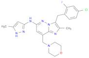 Imidazo[1,2-b]pyridazin-6-amine, 3-[(4-chloro-2-fluorophenyl)methyl]-2-methyl-N-(5-methyl-1H-pyrazol-3-yl)-8-(4-morpholinylmethyl)-