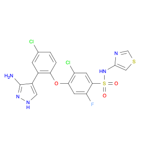 Benzenesulfonamide, 4-[2-(3-amino-1H-pyrazol-4-yl)-4-chlorophenoxy]-5-chloro-2-fluoro-N-4-thiazolyl-