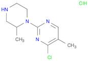 Pyrimidine, 4-chloro-5-methyl-2-(2-methyl-1-piperazinyl)-, hydrochloride (1:1)