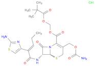 5-Thia-1-azabicyclo[4.2.0]oct-2-ene-2-carboxylic acid, 3-[[(aminocarbonyl)oxy]methyl]-7-[[(2Z)-2-(2-amino-4-thiazolyl)-1-oxo-2-penten-1-yl]amino]-8-oxo-, (2,2-dimethyl-1-oxopropoxy)methyl ester, hydrochloride (1:1), (6R,7R)-