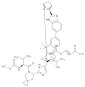Carbamic acid, N-[(1S)-1-[[(6S)-6-[5-[9,9-difluoro-7-[2-[(1R,3S,4S)-2-[(2S)-2-[(methoxycarbonyl)amino]-3-methyl-1-oxobutyl]-2-azabicyclo[2.2.1]hept-3-yl]-1H-benzimidazol-6-yl]-9H-fluoren-2-yl]-1H-imidazol-2-yl]-5-azaspiro[2.4]hept-5-yl]carbonyl]-2-methylpropyl]-, methyl ester, compd. with 2-propanone (1:1)