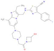 5-Thiazolecarbonitrile, 2-[[2-ethyl-6-[4-[2-(3-hydroxy-1-azetidinyl)-2-oxoethyl]-1-piperazinyl]-8-methylimidazo[1,2-a]pyridin-3-yl]methylamino]-4-(4-fluorophenyl)-