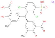 Benzoic acid, 5-[(3-carboxy-5-methyl-4-oxo-2,5-cyclohexadien-1-ylidene)(2,6-dichloro-3-sulfophenyl)methyl]-2-hydroxy-3-methyl-, sodium salt (1:3)